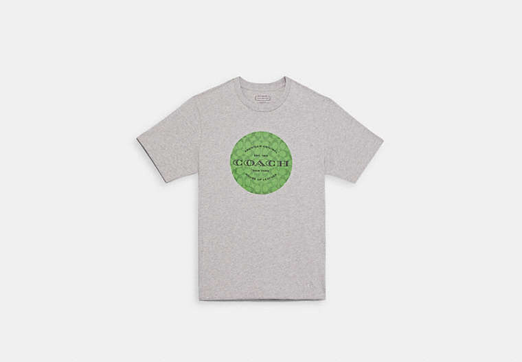 COACH®,SIGNATURE T-SHIRT,cotton,Heather Grey Green,Front View image number 0