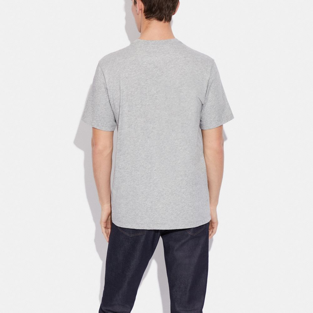 COACH®,Signature T Shirt,Cotton,T Shirt,Logo,Word Embellishment,Casual,Gray,Scale View