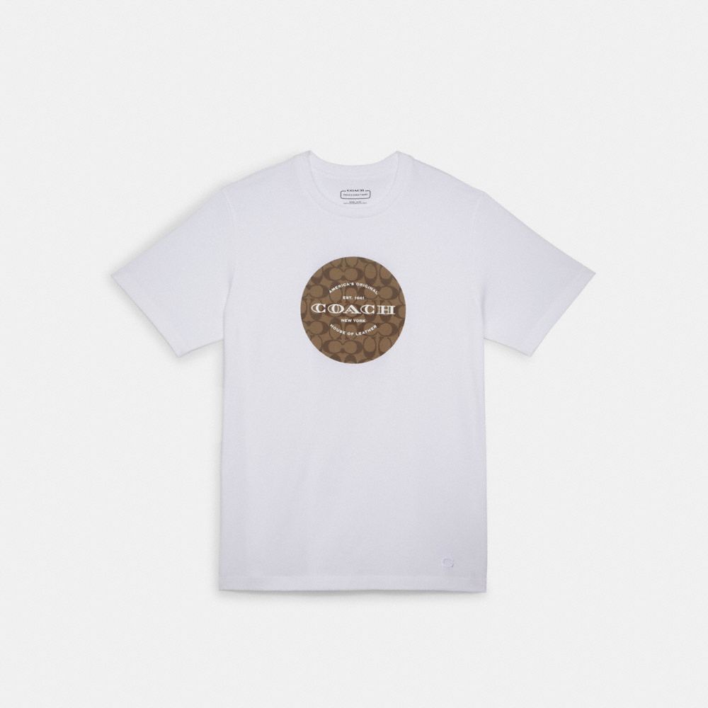 COACH®,SIGNATURE T-SHIRT,White,Front View image number 0