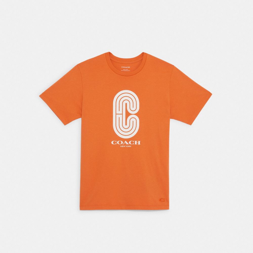 COACH®,RETRO SIGNATURE T-SHIRT,Candied Orange,Front View