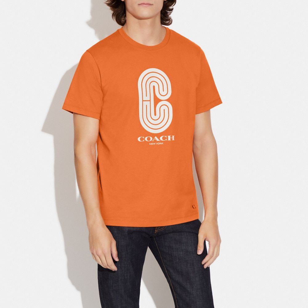 COACH®,RETRO SIGNATURE T-SHIRT,Candied Orange,Scale View