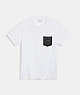 COACH®,ESSENTIAL POCKET T-SHIRT IN ORGANIC COTTON,Organic Cotton,White/Charcoal Signature,Front View