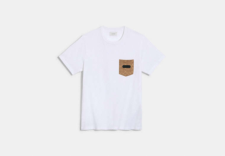 COACH®,ESSENTIAL POCKET T-SHIRT IN ORGANIC COTTON,Organic Cotton,White,Front View image number 0