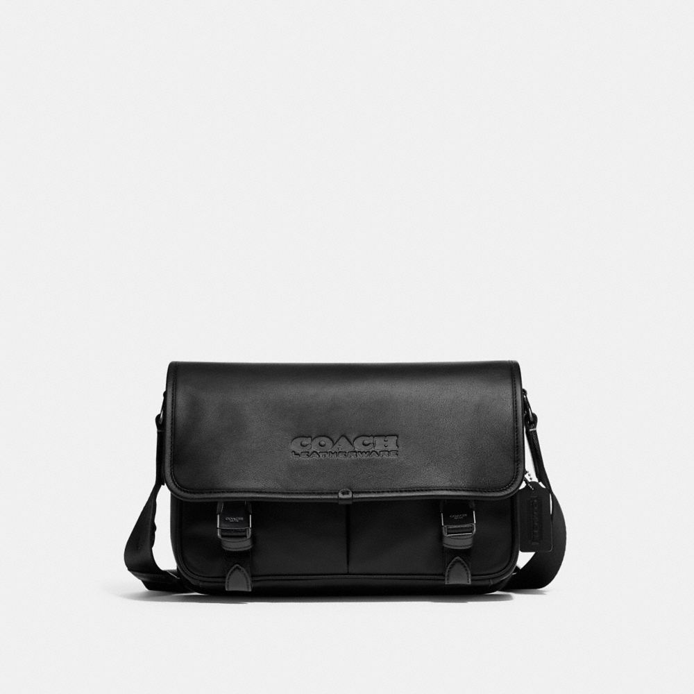 COACH®,LEAGUE MESSENGER BAG,Leather,Medium,Black,Front View image number 0
