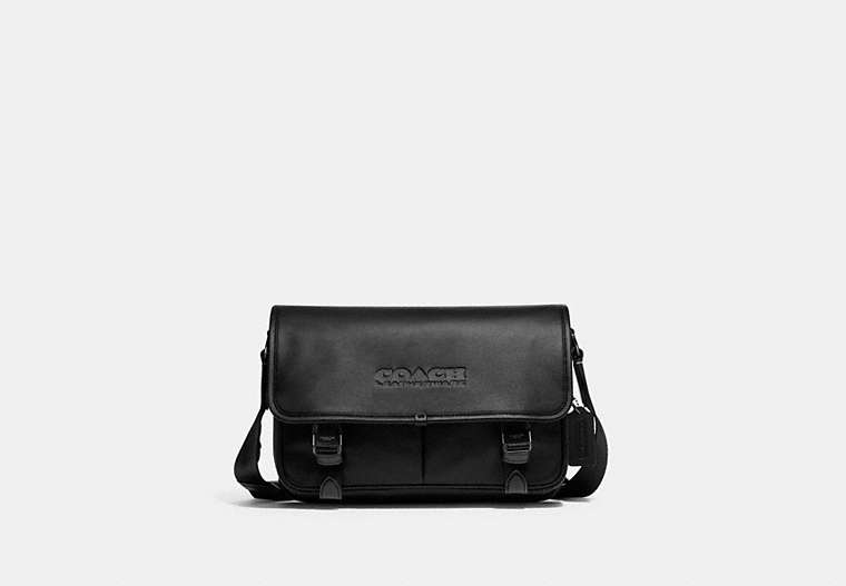 COACH®,LEAGUE MESSENGER BAG,Leather,Medium,Black,Front View image number 0