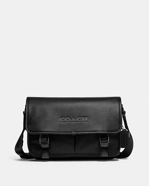 COACH®,LEAGUE MESSENGER BAG,Leather,Medium,Black,Front View