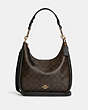 COACH®,JULES HOBO IN SIGNATURE CANVAS,Logo PVC,Large,Gold/Brown Black,Front View