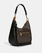 COACH®,JULES HOBO IN SIGNATURE CANVAS,Logo PVC,Large,Gold/Brown Black,Angle View