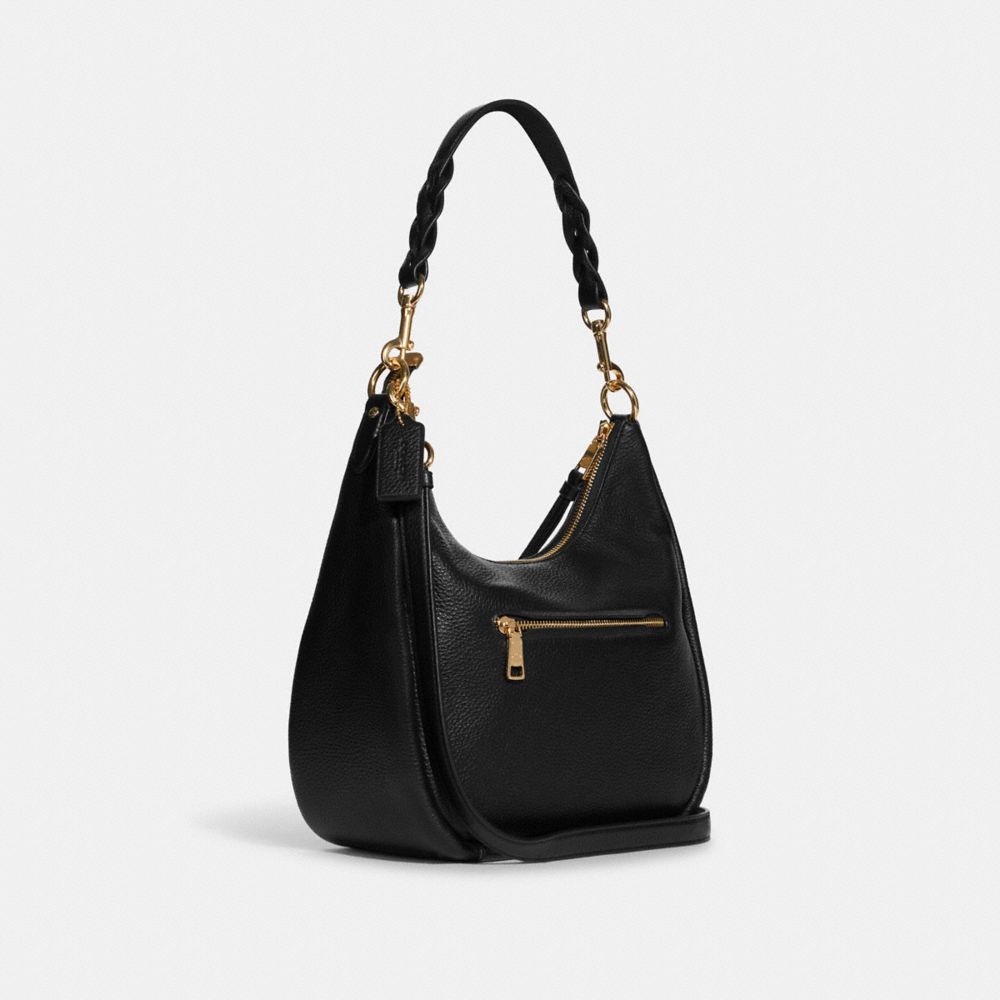 COACH®,JULES HOBO,Pebbled Leather,Large,Gold/Black,Angle View