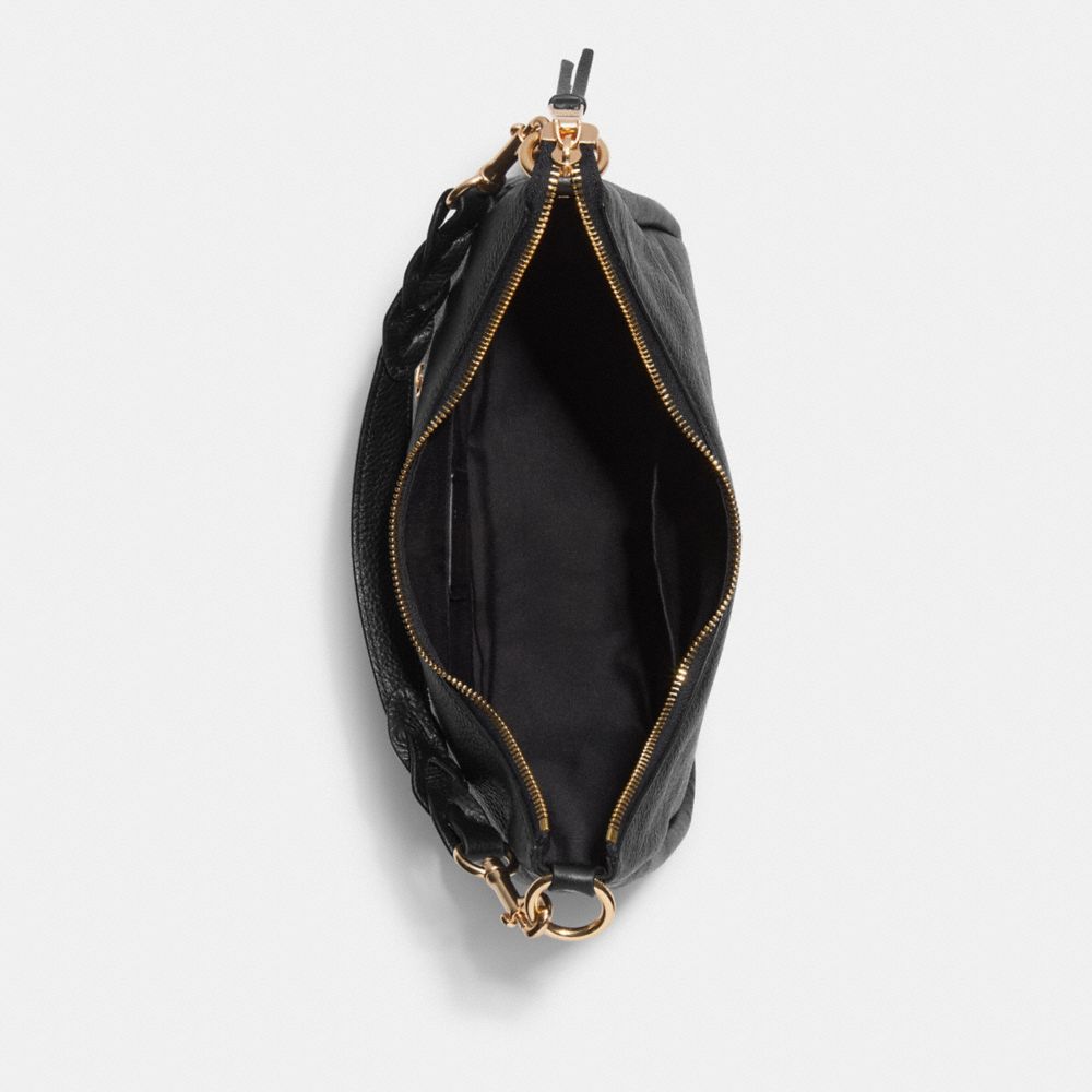 COACH®,JULES HOBO,Pebbled Leather,Large,Gold/Black,Inside View,Top View