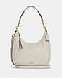 COACH®,JULES HOBO,Pebbled Leather,Large,Gold/Chalk,Front View