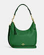 COACH®,JULES HOBO,Pebbled Leather,Large,Gold/Kelly Green,Front View