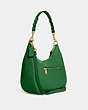 COACH®,JULES HOBO,Pebbled Leather,Large,Gold/Kelly Green,Angle View