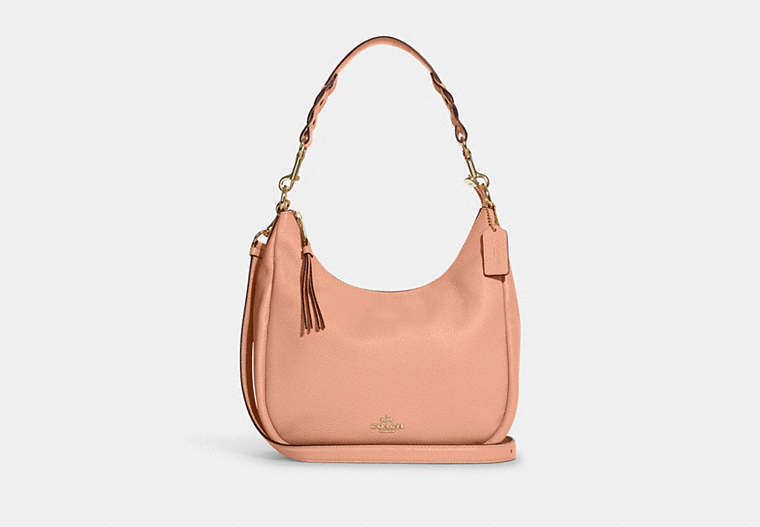 COACH®,JULES HOBO,Pebbled Leather,Large,Gold/Faded Blush,Front View image number 0