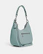 COACH®,JULES HOBO,Pebbled Leather,Large,Light Teal/Silver,Angle View