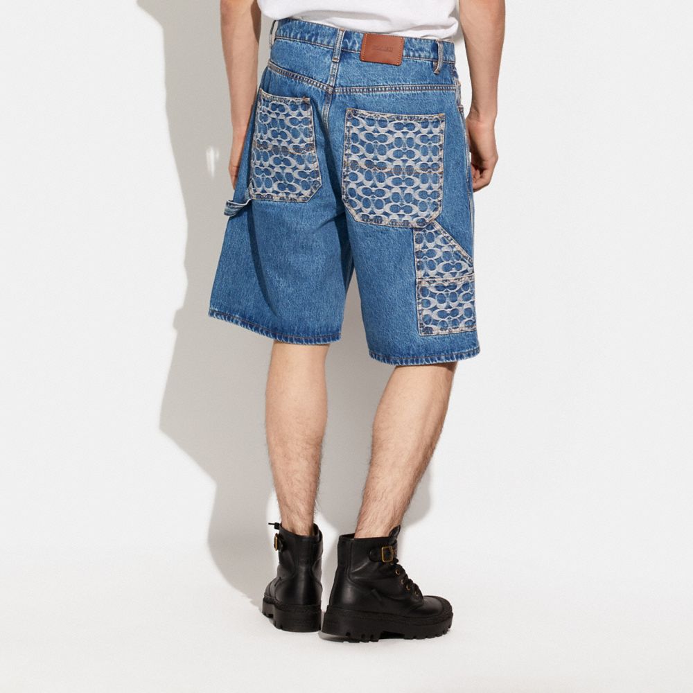 Short en jean skater à poche signature