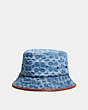 COACH®,SIGNATURE DENIM BUCKET HAT,cotton,Light Indigo,Front View