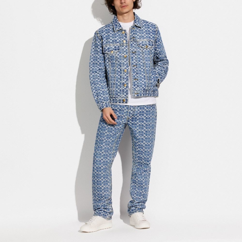 COACH®,オール オーバー シグネチャー デニム ジャケット,ﾗｲﾄ ｲﾝﾃﾞｨｺﾞ