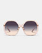 COACH®,OVERSIZED ROUND SUNGLASSES,Plastic,Transparent Pink,Inside View,Top View