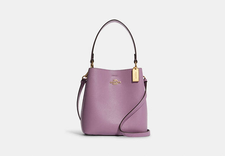 COACH®,SMALL TOWN BUCKET BAG,Pebbled Leather,Medium,Gold/Violet Orchid/Wine,Front View
