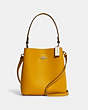 COACH®,SMALL TOWN BUCKET BAG,Pebbled Leather,Medium,Silver/Ochre/Wine,Front View