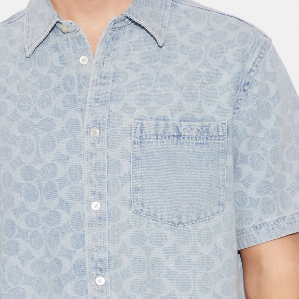 COACH®  Signature Denim Short Sleeve Shirt