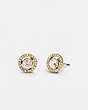 COACH®,HALO PAVE 2-IN-1 STUD EARRINGS,Plated Brass,Mini,Gold/Clear,Front View