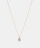 COACH®,HALO PAVE STUD NECKLACE,Plated Brass,Rose Gold/Clear,Front View