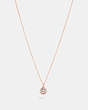 COACH®,HALO PAVE STUD NECKLACE,Plated Brass,Rose Gold/Clear,Front View