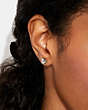 COACH®,MINI TEA ROSE CLUSTER STUD EARRINGS,Brass,Mini,Silver/Multi,Detail View