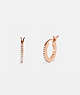 COACH®,PAVE HUGGIE EARRINGS,Plated Brass,Mini,Rose Gold/Peach,Front View