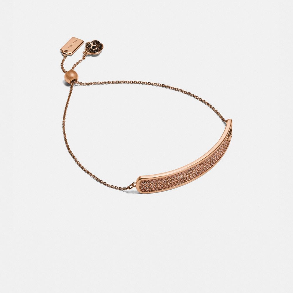 COACH®,PAVE SLIDER BRACELET,Rose Gold/Peach,Front View