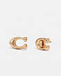COACH®,SIGNATURE EARRINGS,Plated Brass,Mini,Gold,Front View