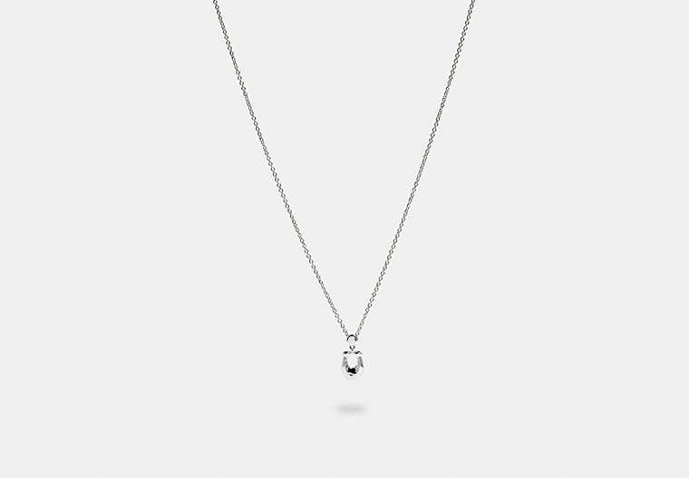 COACH®,SIGNATURE CRYSTAL NECKLACE,Plated Brass,Silver/Clear,Front View