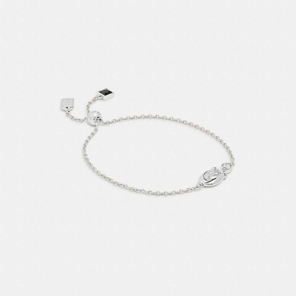 COACH®,SIGNATURE CRYSTAL SLIDER BRACELET,Mini,Silver/Clear,Front View