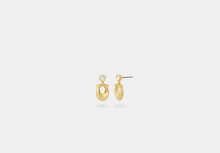 COACH®,SIGNATURE CRYSTAL EARRINGS,Plated Brass,Mini,Gold/Clear,Front View
