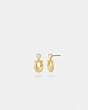 COACH®,SIGNATURE CRYSTAL EARRINGS,Plated Brass,Mini,Gold/Clear,Front View