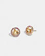 COACH®,SIGNATURE MULTICOLOR CRYSTAL STUD EARRINGS,Plated Brass,Mini,Gold/Pink Multi,Front View