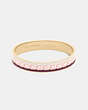 COACH®,10MM SIGNATURE ENAMEL BANGLE,Enamel/Plated Brass,Gold/ Pink Multicolor,Front View
