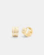 COACH®,SIGNATURE ENAMEL HOOP EARRINGS,enamel,Mini,Gold/Chalk,Front View