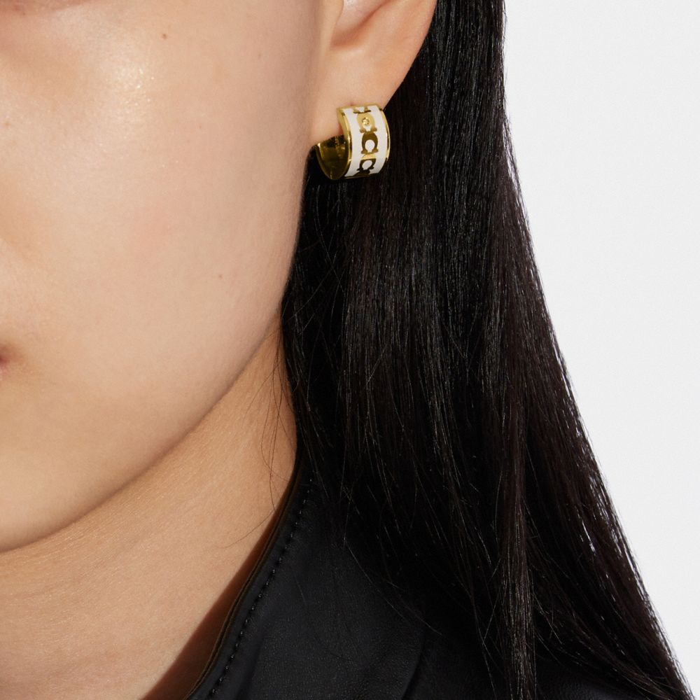 Signature Enamel Hoop Earrings