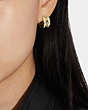 COACH®,SIGNATURE ENAMEL HOOP EARRINGS,enamel,Mini,Gold/Chalk,Detail View