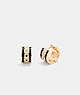 COACH®,SIGNATURE ENAMEL HOOP EARRINGS,enamel,Mini,Gold/Black,Front View