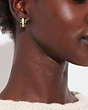 COACH®,SIGNATURE ENAMEL HOOP EARRINGS,enamel,Mini,Gold/Black,Detail View