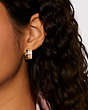 COACH®,SIGNATURE ENAMEL HOOP EARRINGS,enamel,Mini,Gold/ Pink Multicolor,Detail View