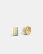COACH®,SIGNATURE ENAMEL HOOP EARRINGS,enamel,Mini,Gold/Green Multi,Front View