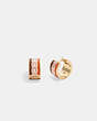 COACH®,SIGNATURE ENAMEL HOOP EARRINGS,enamel,Mini,Gold/Orange Multi,Front View