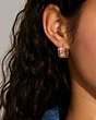 COACH®,SIGNATURE ENAMEL HOOP EARRINGS,enamel,Mini,Gold/Orange Multi,Detail View