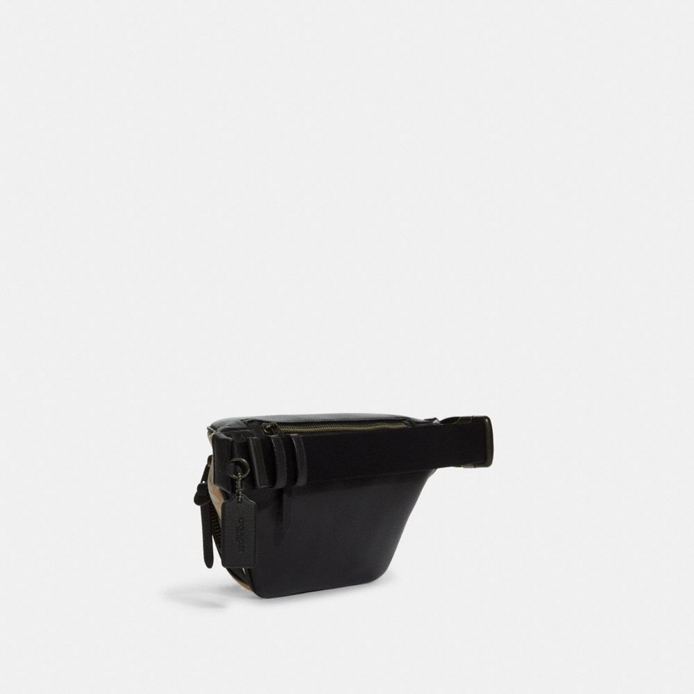 COACH®,Thompson Belt Bag In Signature Jacquard With Varsity Stripe,,Angle View