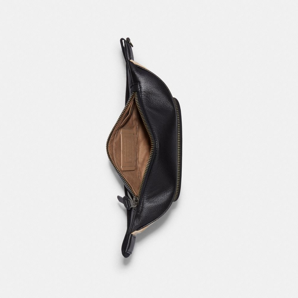 COACH®,Thompson Belt Bag In Signature Jacquard With Varsity Stripe,,Inside View,Top View